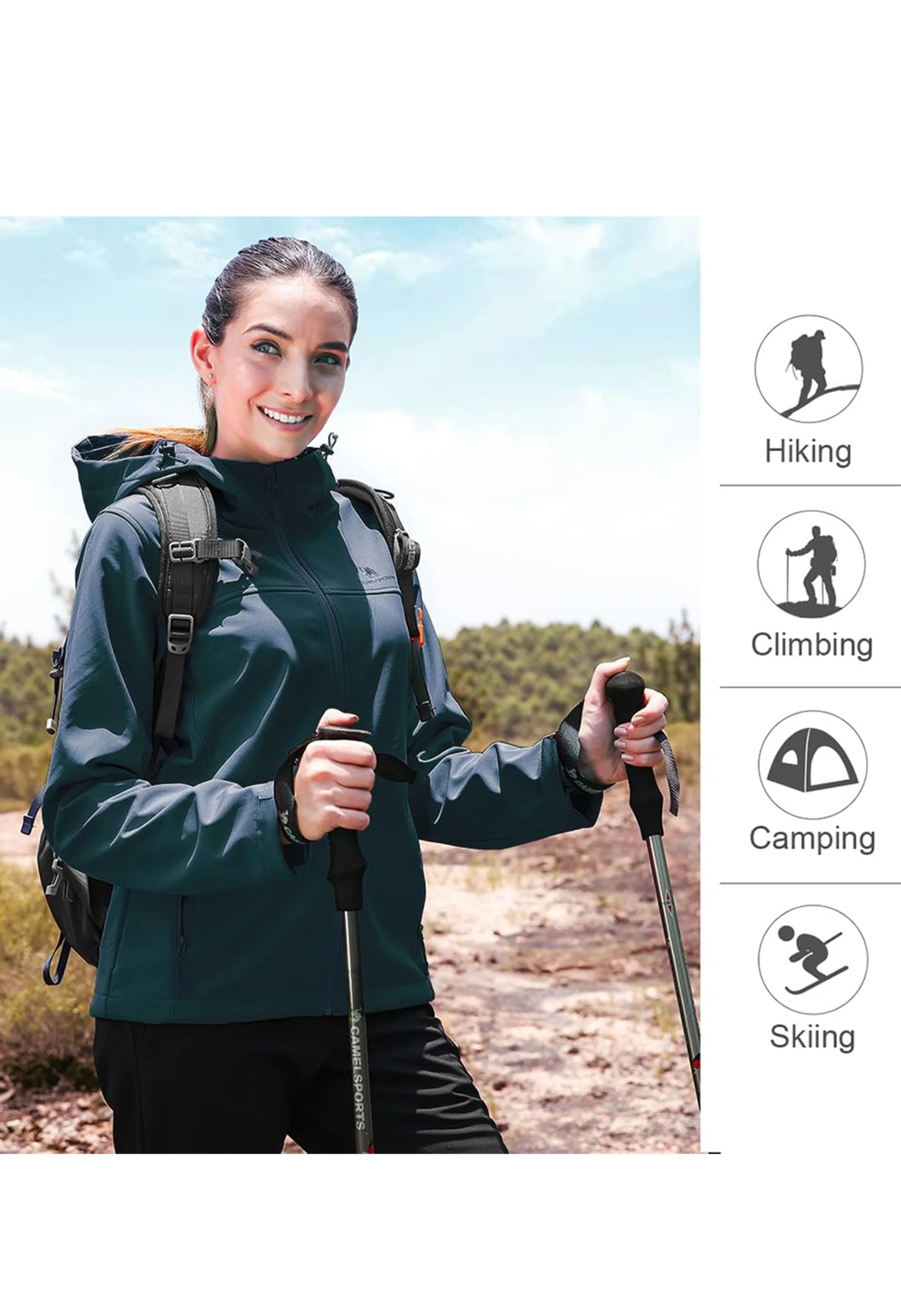 Women's Fall Deep Blue Regular Fit Short Lightweight Waterproof Softshell Jackets - Image 6
