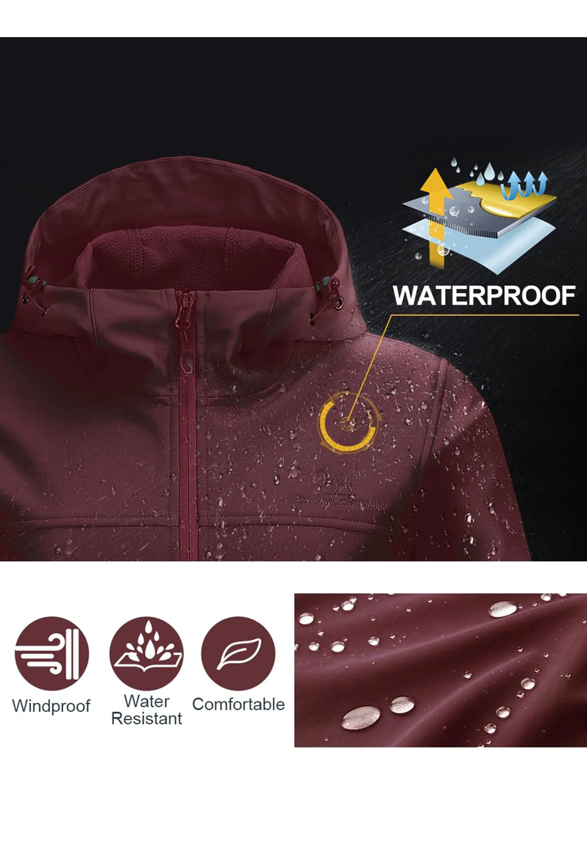 Women's Fall Purple Regular Fit Short Lightweight Waterproof Softshell Jackets - Image 2