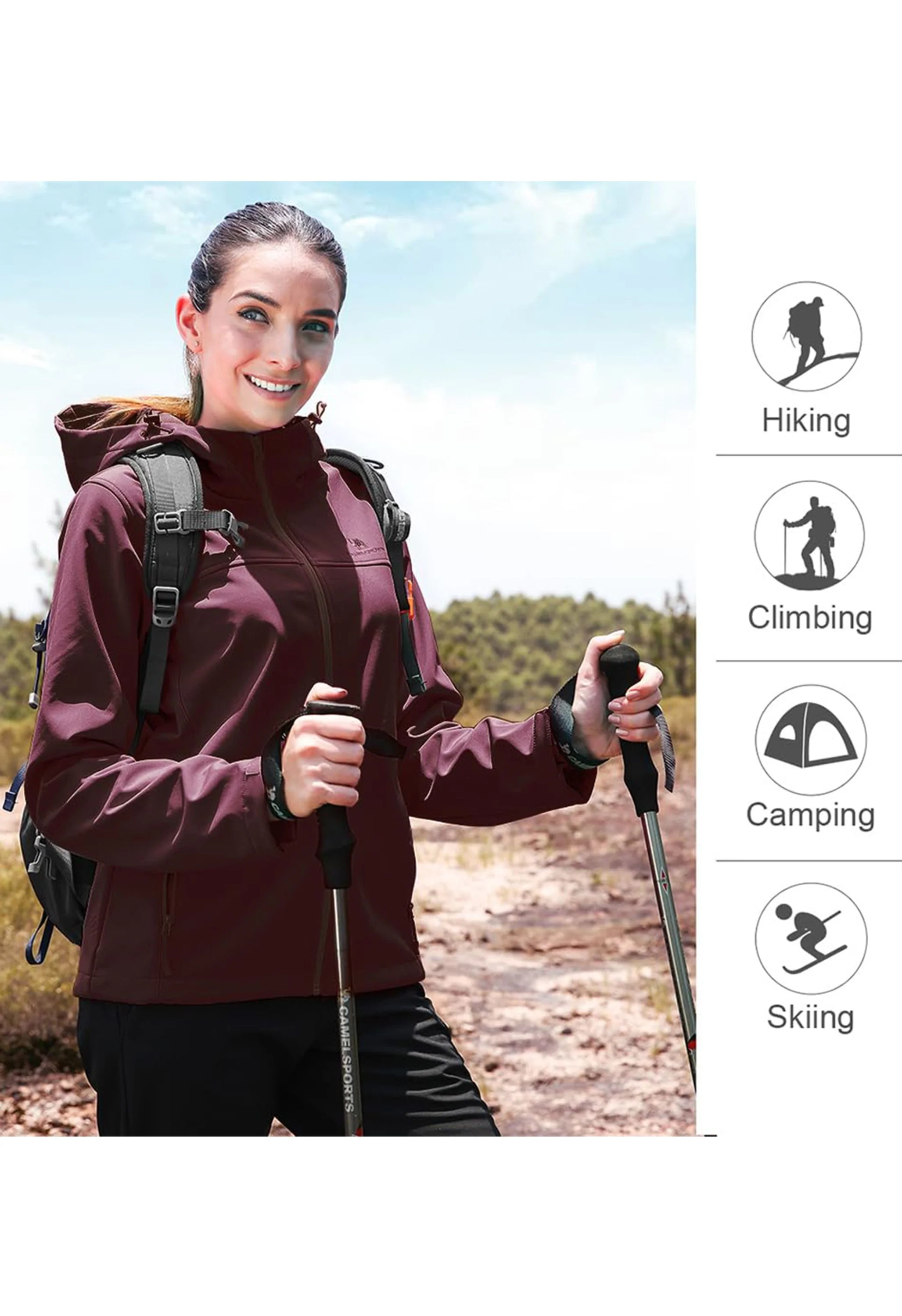 Women's Fall Purple Regular Fit Short Lightweight Waterproof Softshell Jackets - Image 6