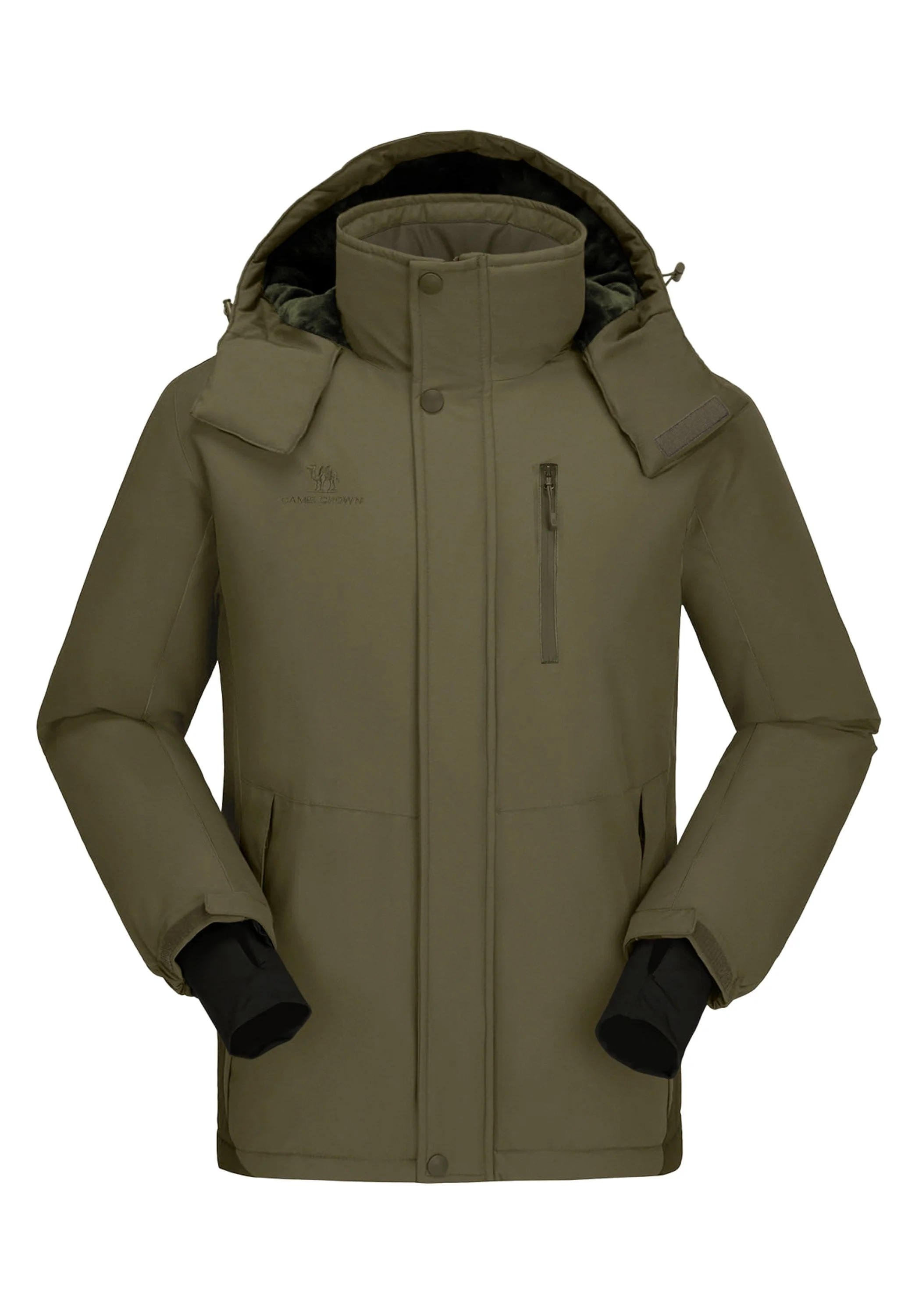 Men's Winter Dark Green Regular Fit Short Waterproof Windproof Ski Jacket - Image 2