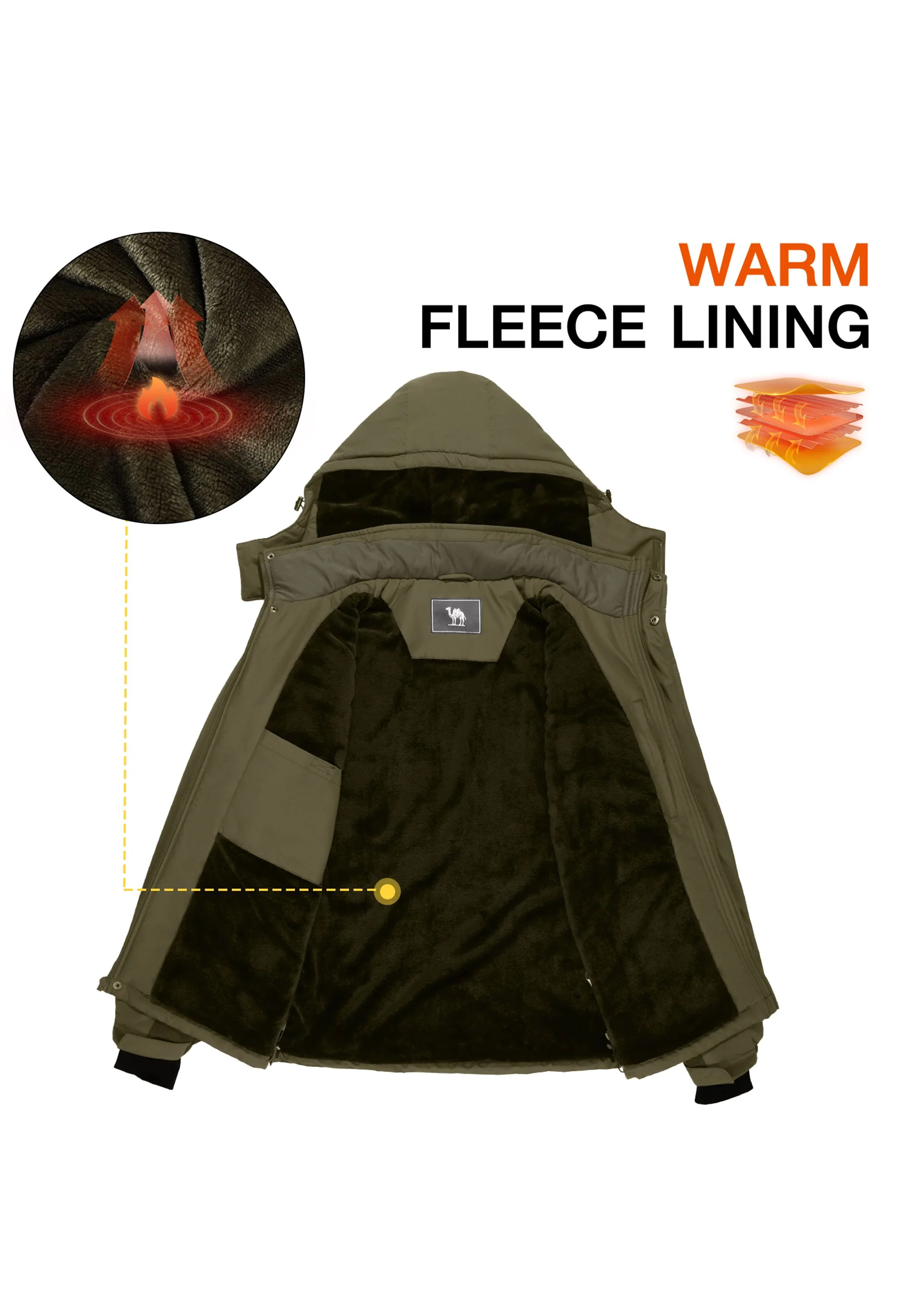 Men's Winter Dark Green Regular Fit Short Waterproof Windproof Ski Jacket - Image 4