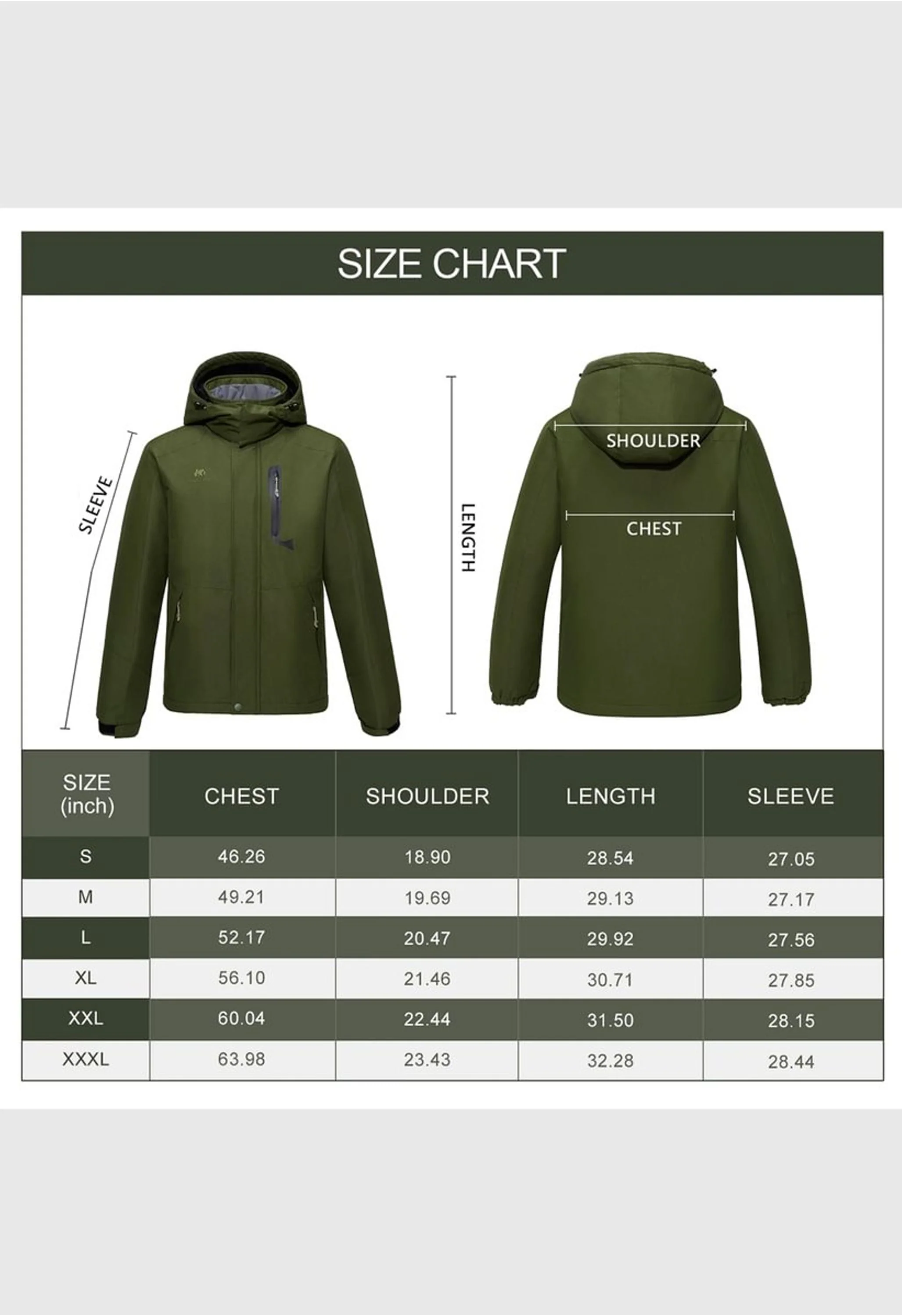 Men's Winter Green Regular Fit Short Waterproof Windproof Ski Jacket - Image 6