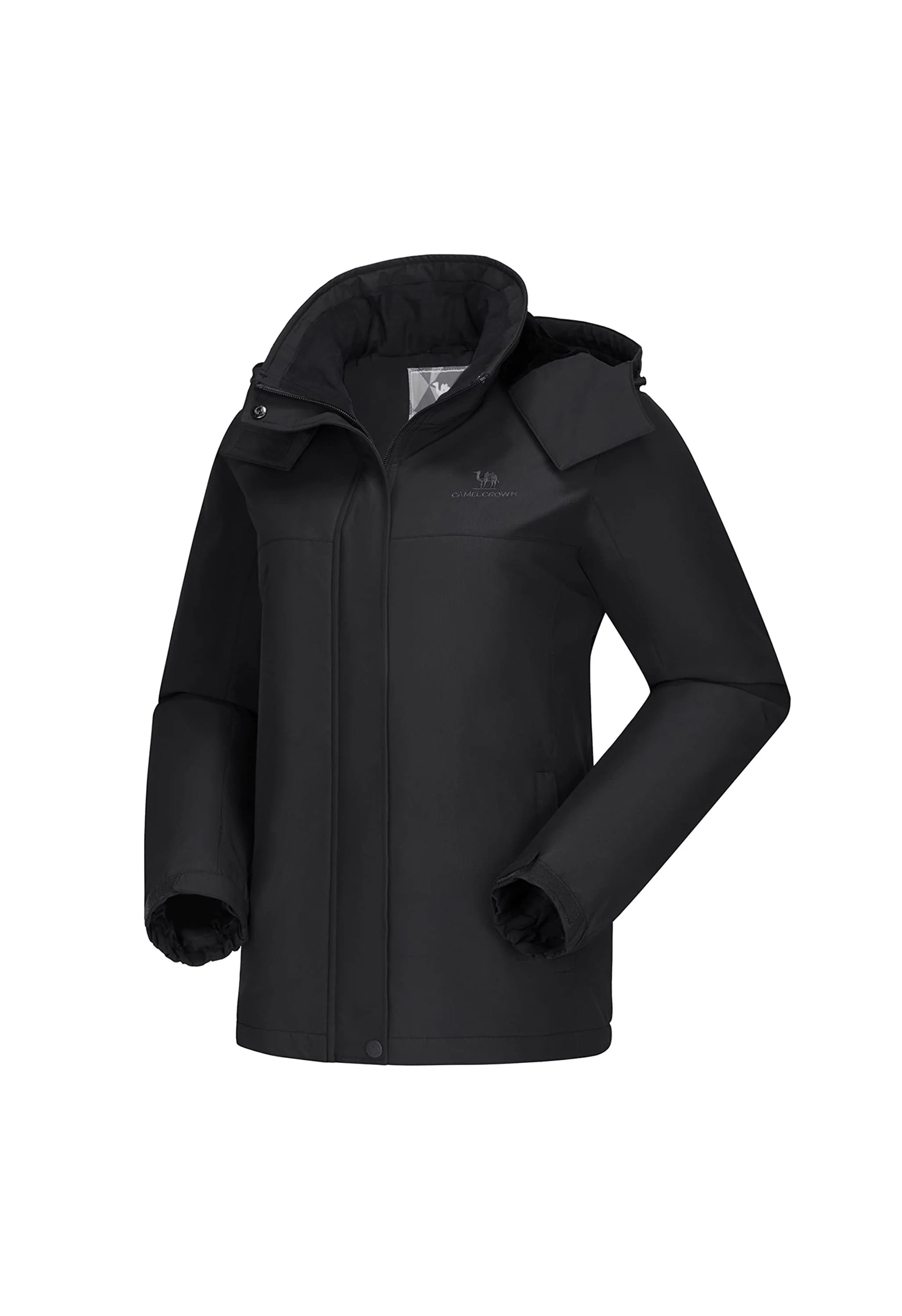 Women's Winter Black Regular Fit Short Waterproof Windproof Ski Jacket - Image 2