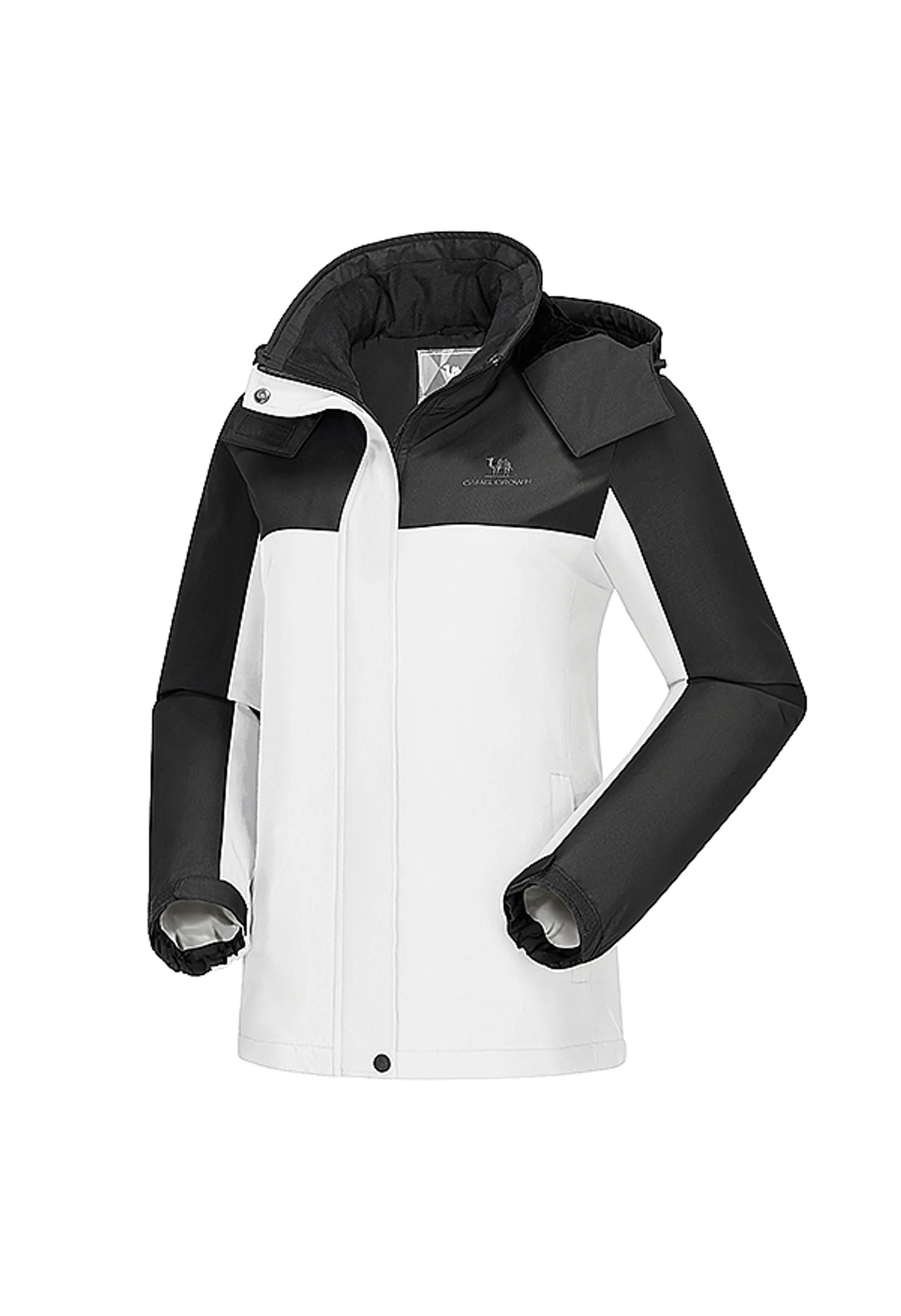Women's Winter Black White Regular Fit Short Waterproof Windproof Ski Jacket - Image 2