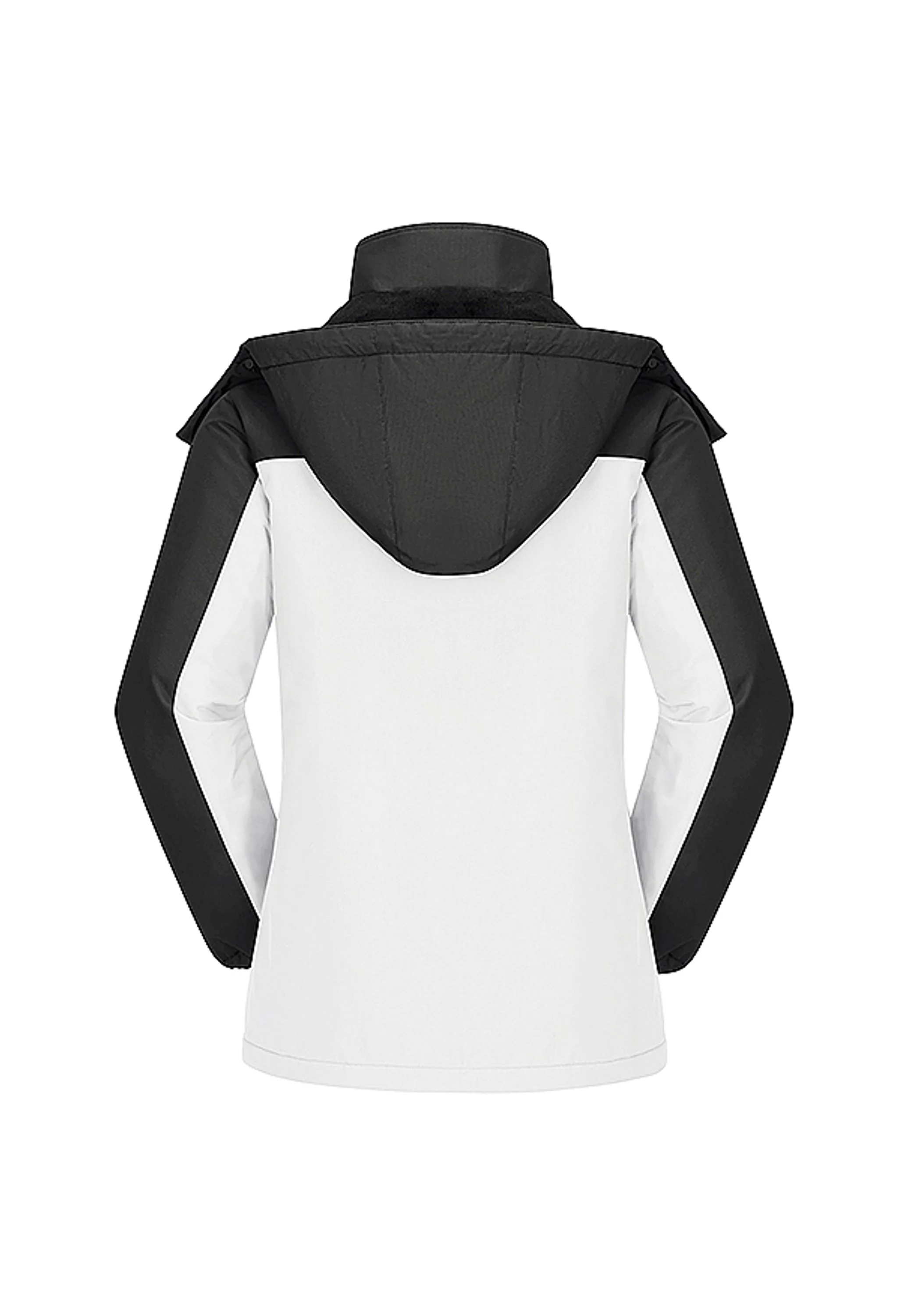 Women's Winter Black White Regular Fit Short Waterproof Windproof Ski Jacket - Image 3