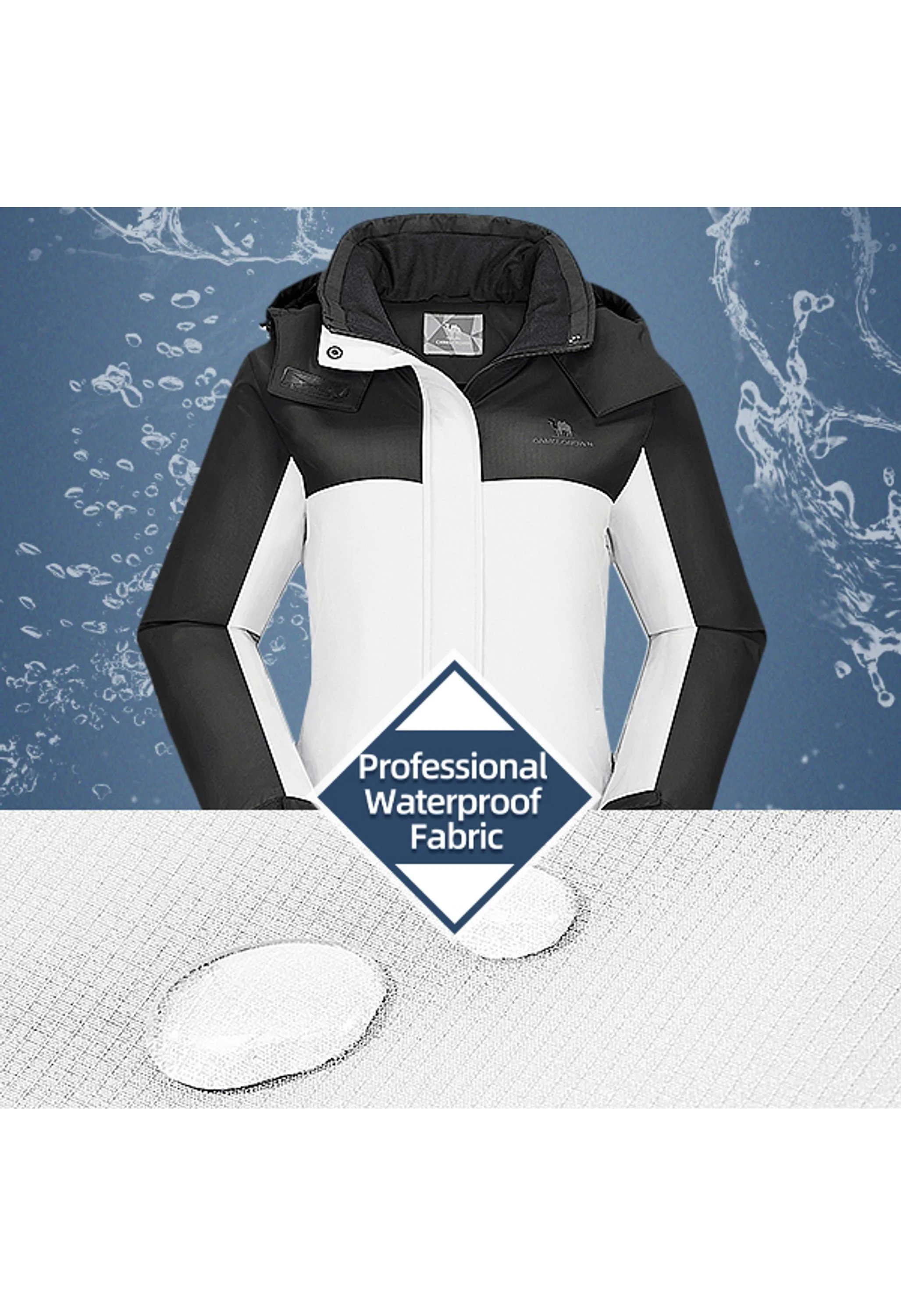 Women's Winter Black White Regular Fit Short Waterproof Windproof Ski Jacket - Image 5