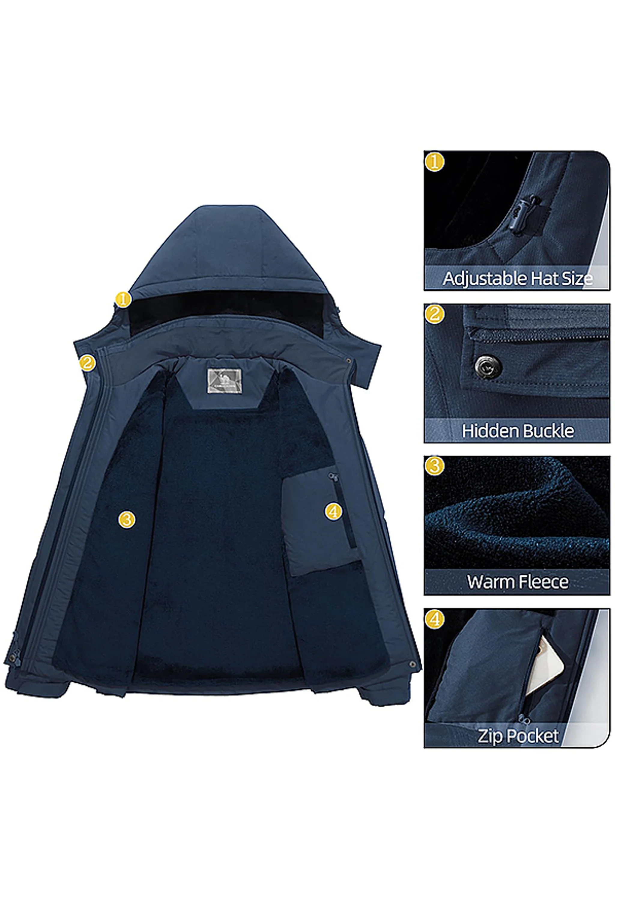 Women's Winter Blue Regular Fit Short Waterproof Windproof Ski Jacket - Image 6