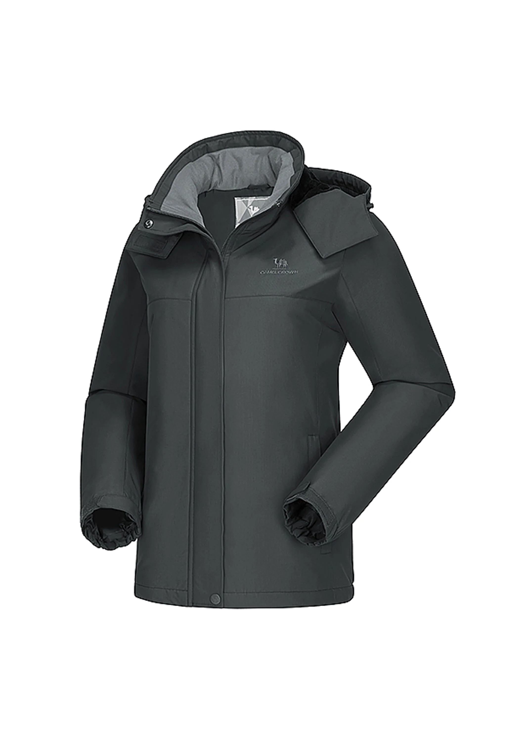 Women's Winter Gray Regular Fit Short Waterproof Windproof Ski Jacket - Image 2