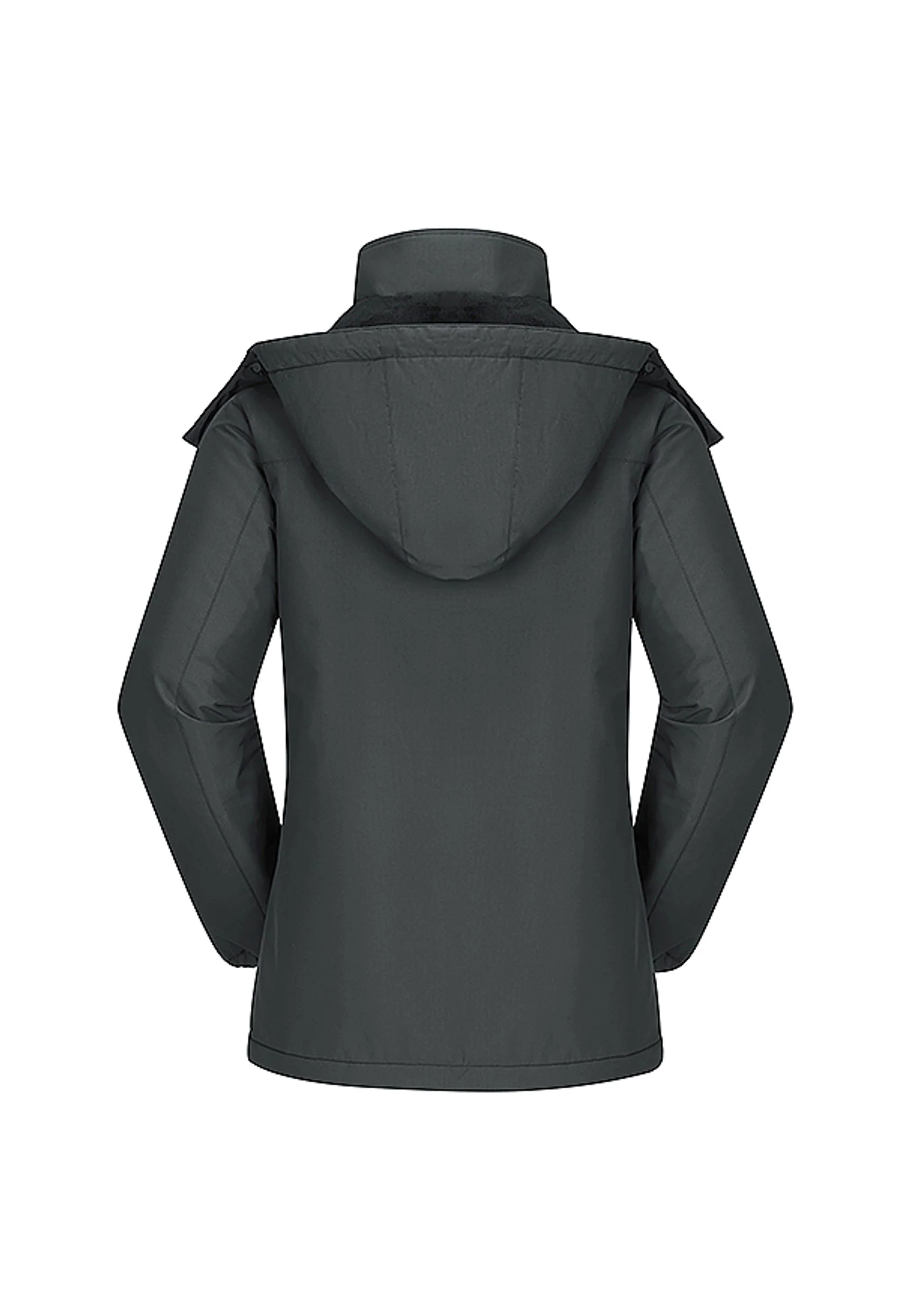 Women's Winter Gray Regular Fit Short Waterproof Windproof Ski Jacket - Image 3