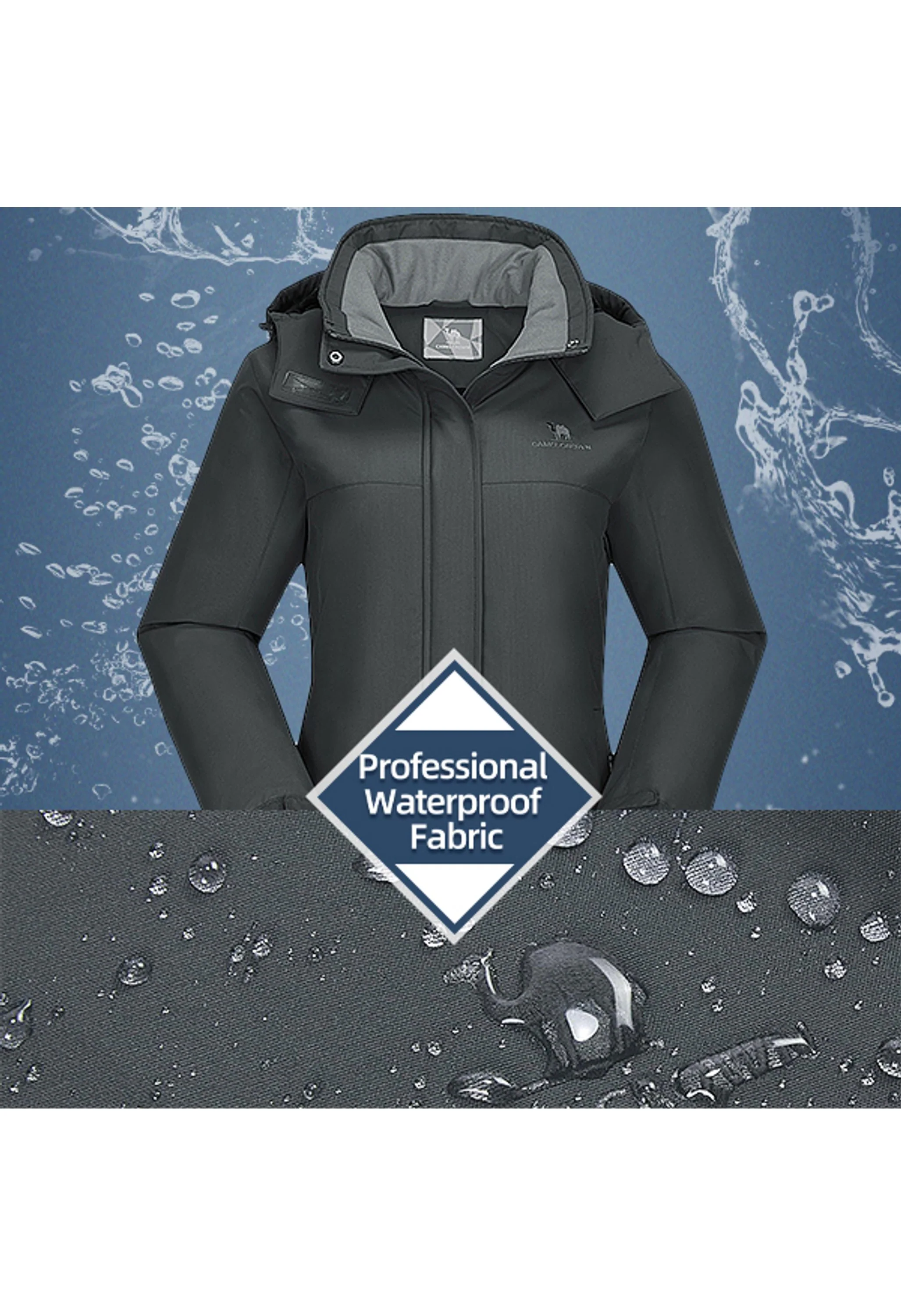 Women's Winter Gray Regular Fit Short Waterproof Windproof Ski Jacket - Image 5