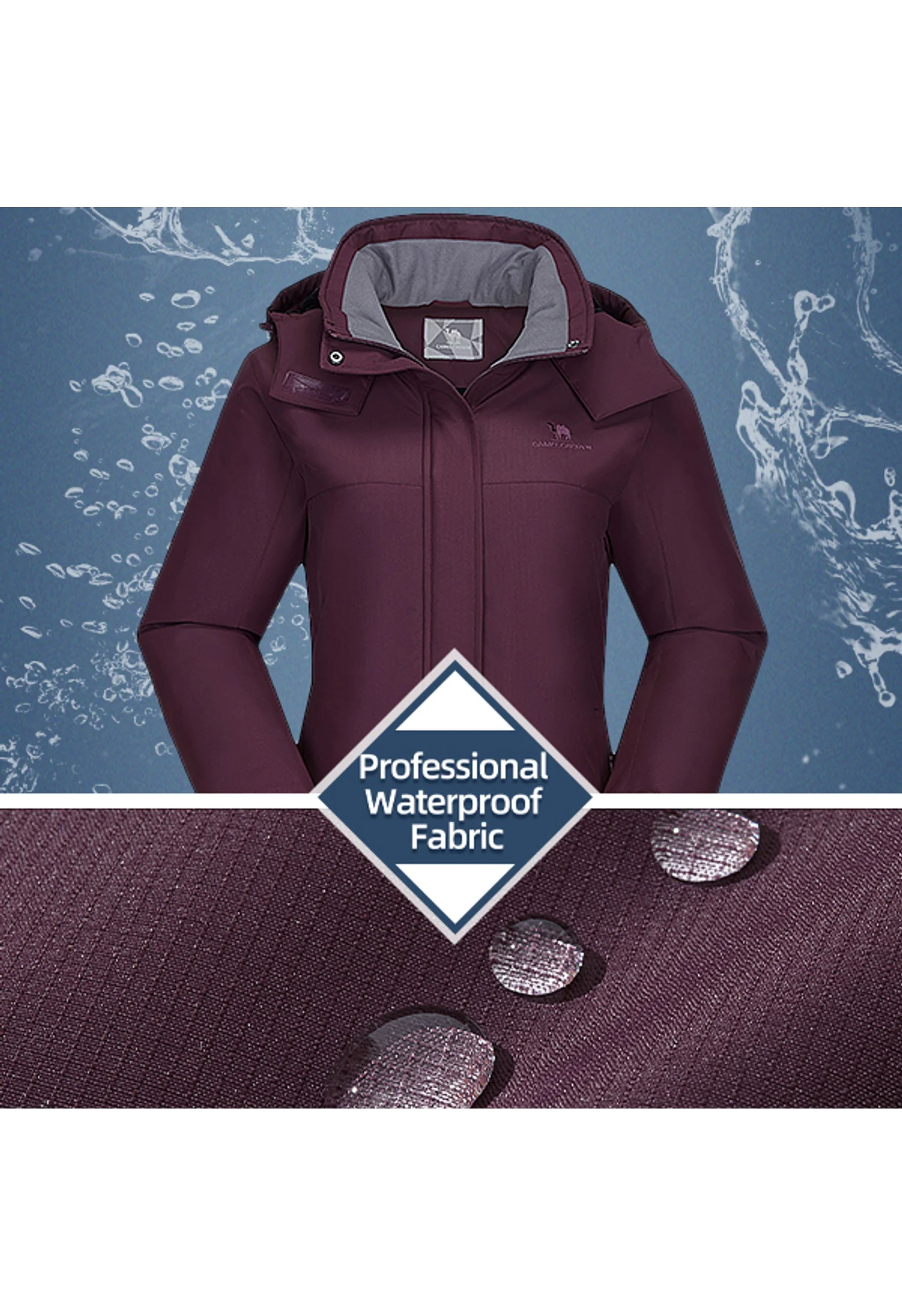 Women's Winter Purple Regular Fit Short Waterproof Windproof Ski Jacket - Image 5