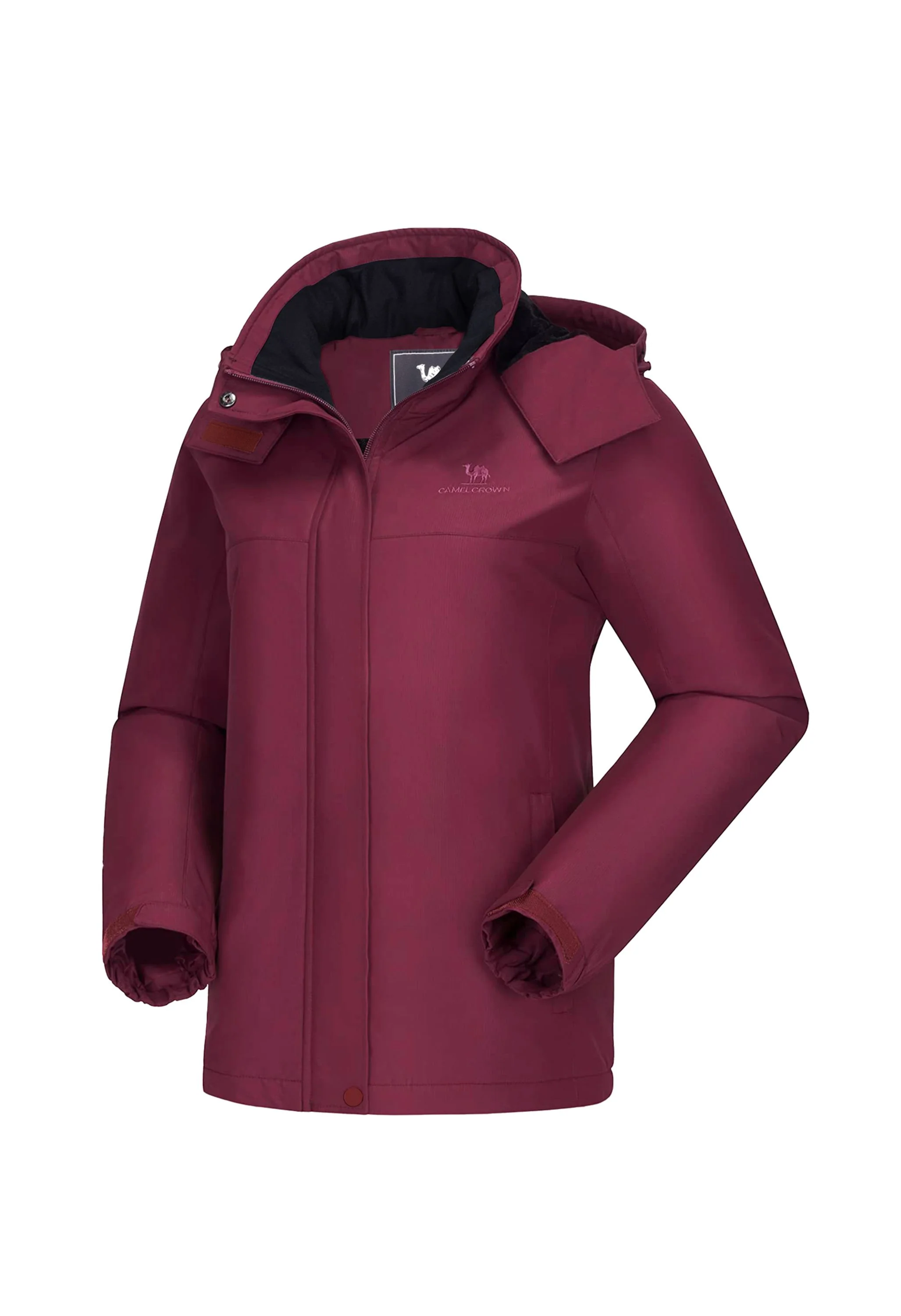 Women's Winter Red Regular Fit Short Waterproof Windproof Ski Jacket - Image 2