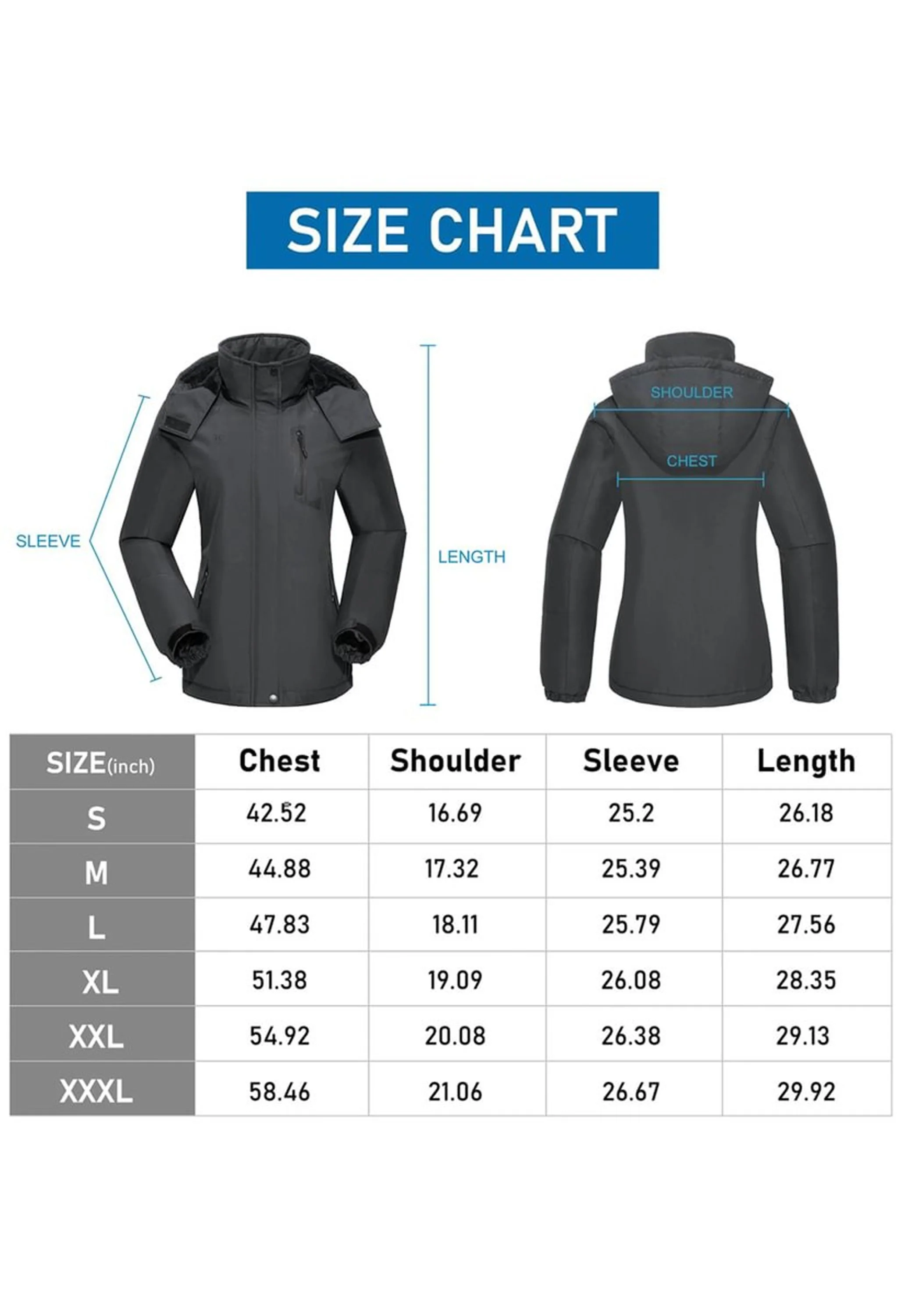 Women's Winter Gray Regular Fit Short Waterproof Windproof Ski Jacket - Image 6
