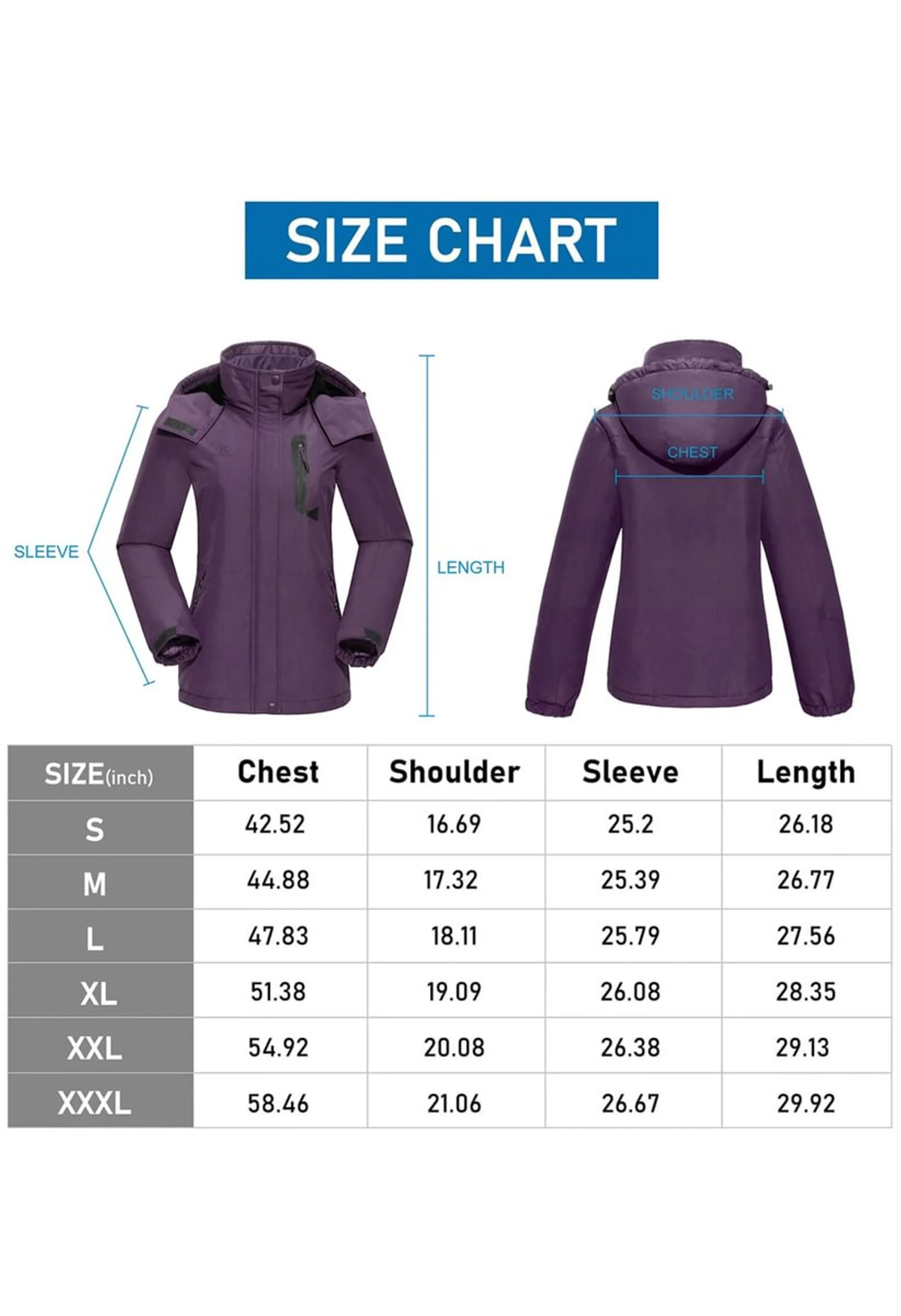 Women's Winter Purple Regular Fit Short Waterproof Windproof Ski Jacket - Image 7