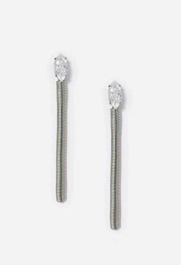 Zariah Cubic Zirconia Navette and Chain Strand Earrings - Image 2