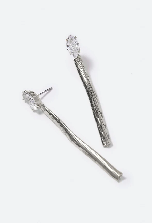 Zariah Cubic Zirconia Navette and Chain Strand Earrings - Image 3