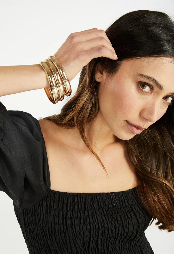 Zayla Smooth Metal Bangle Pack - Image 4