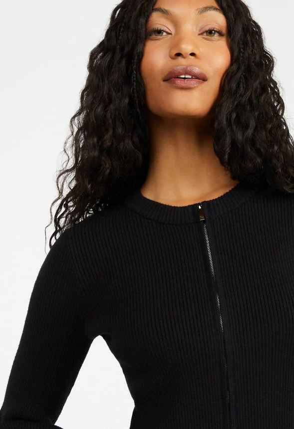 Zip Front Bell Sleeve Cardigan - Image 4