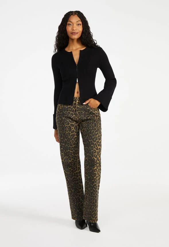 Zip Front Bell Sleeve Cardigan - Image 5