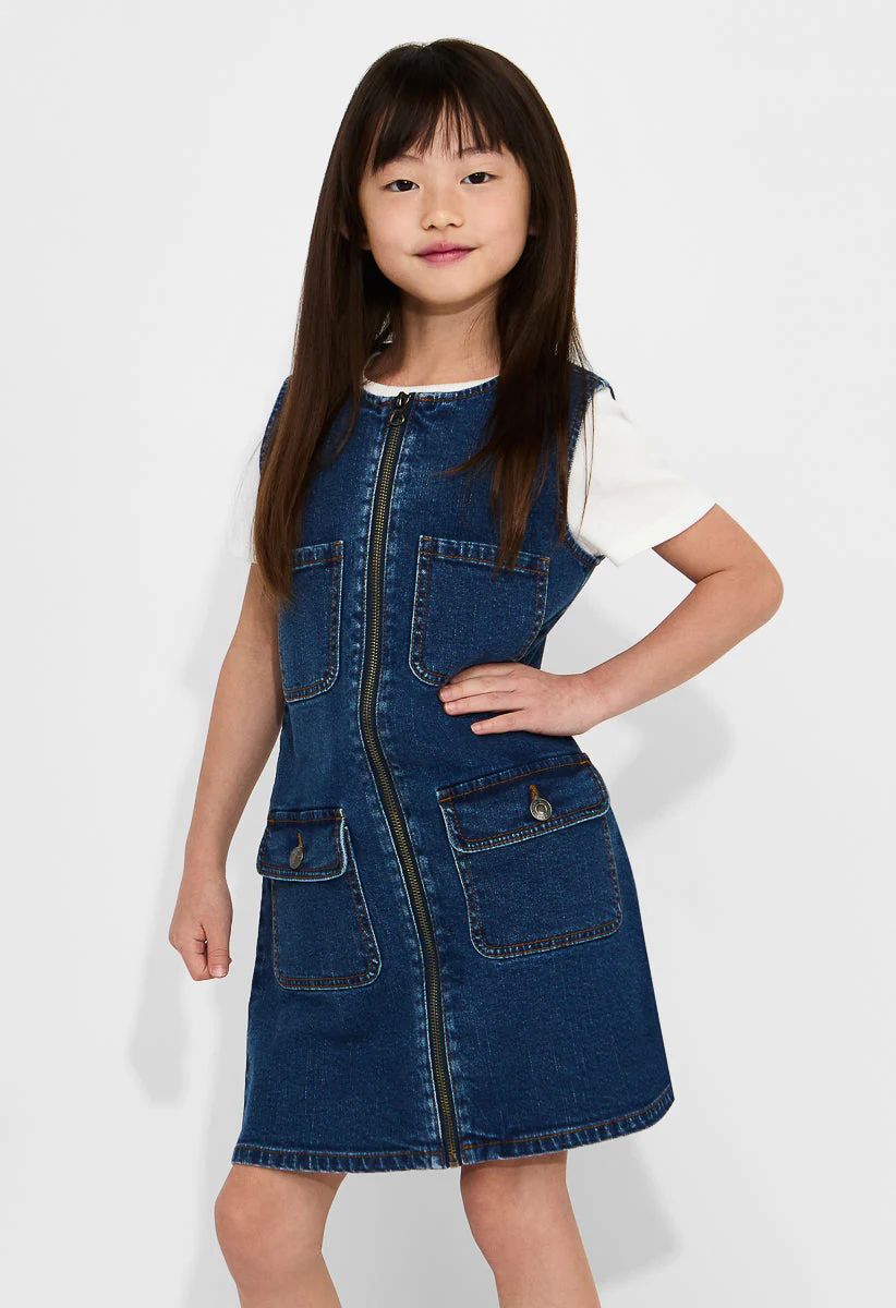 Zip Front Denim Dress - Image 2