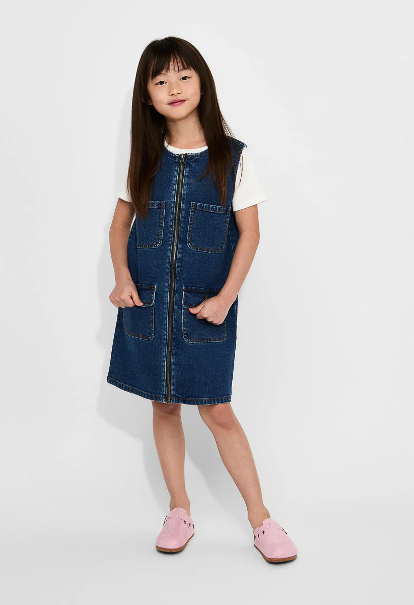 Zip Front Denim Dress - Image 4