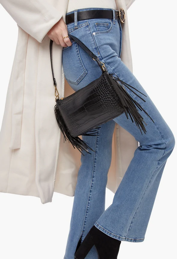 Zippered Shoulder Bag With Fringe - Image 3