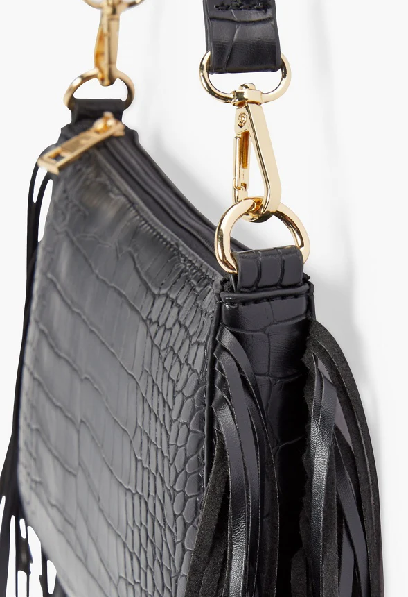 Zippered Shoulder Bag With Fringe - Image 5