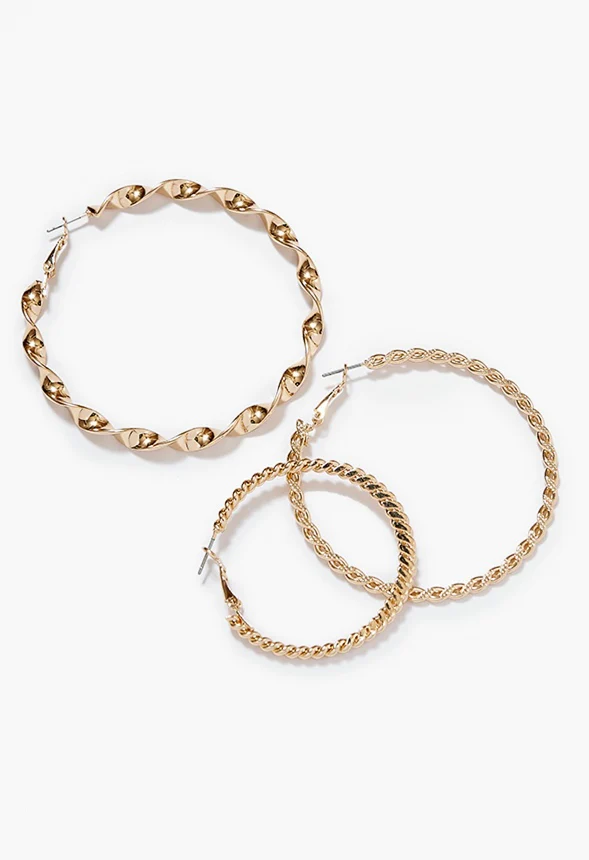 Zoey Triple Textured Hoop Pack - Image 3