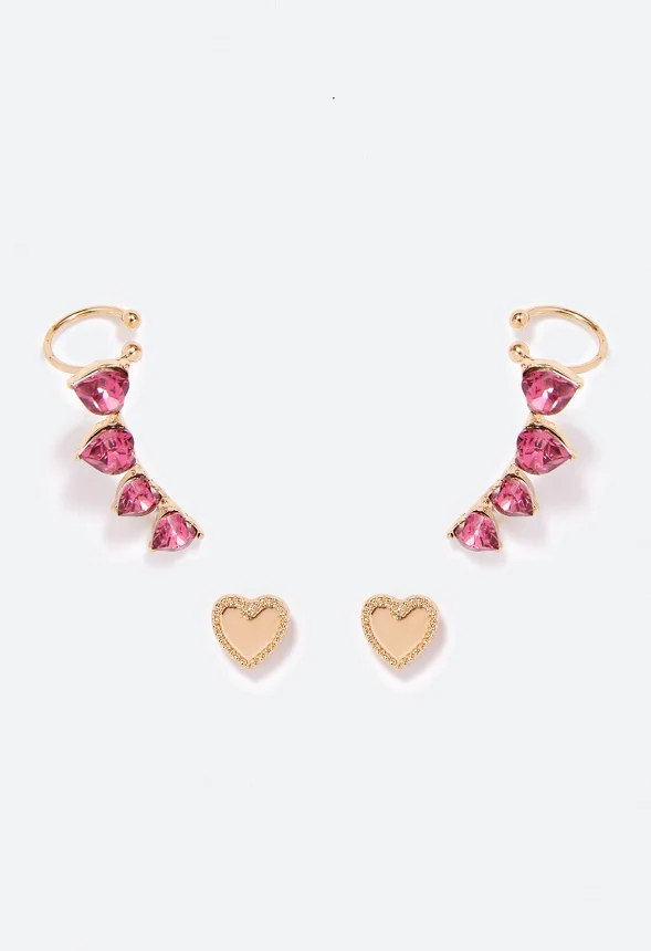 Zoie 2 Pair Pack Glass Heart Earparty - Image 3
